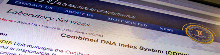 computer screen showing the FBI CODIS website.