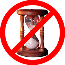 Reloj de arena con un letrero de "no"
