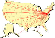 Imagen mostrando recoleccin de datos a lo largo de los EE.UU.A.